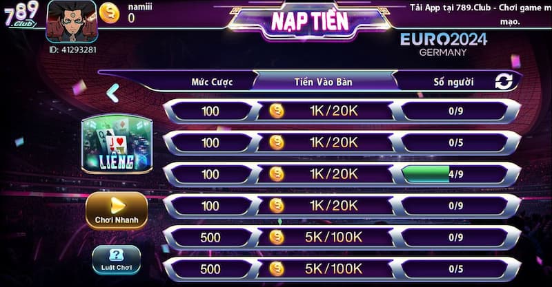 Bài liêng 789Club: Chiến thắng liên tiếp, nhận thưởng khủng 3 Tỷ lệ chiến thắng cao